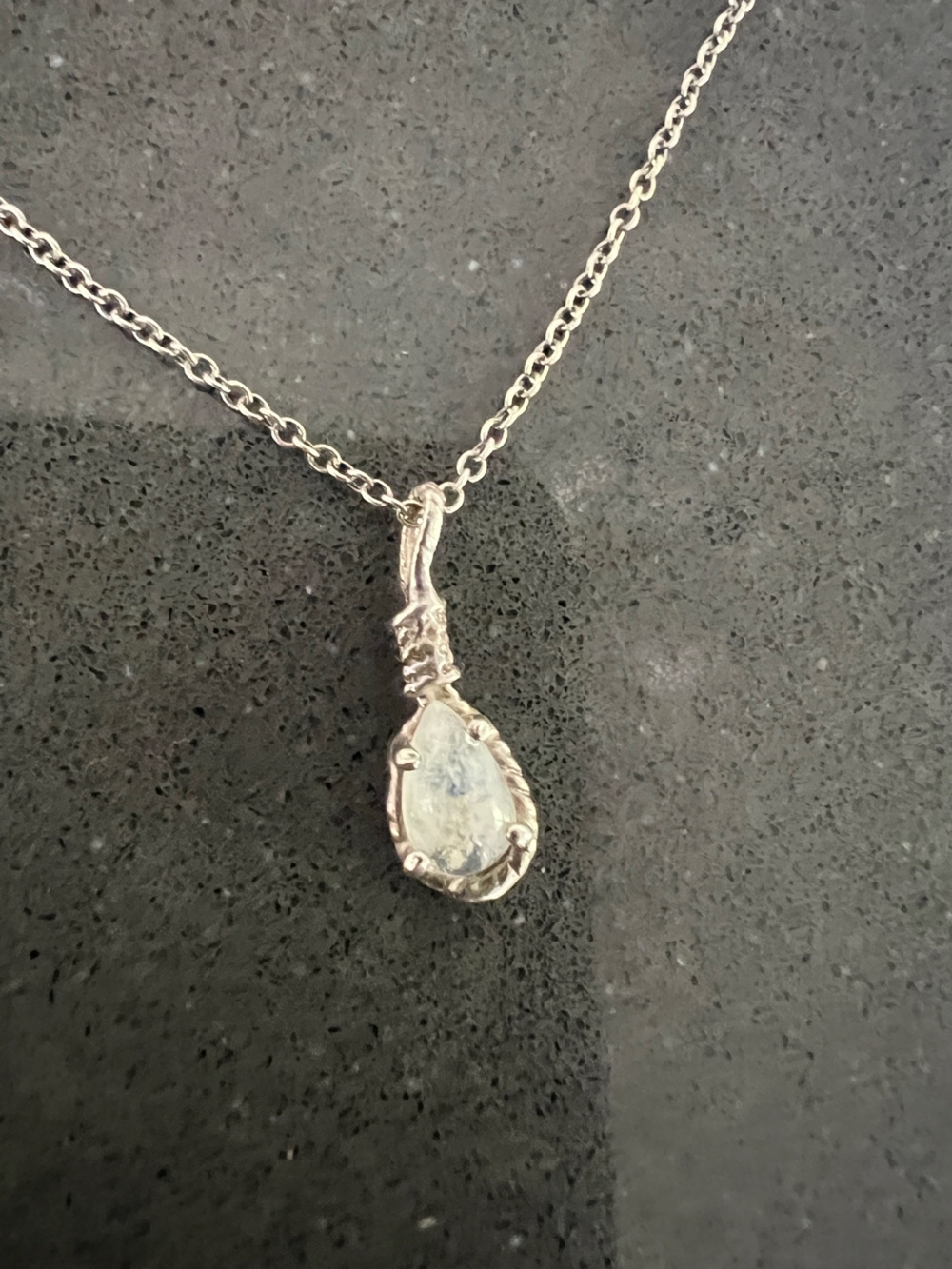 Margaret Cross silver noose necklace with moonstone